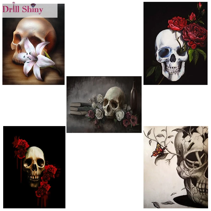 

Skeleton with roses Home Decor Rhinestone DIY Diamond painting 3D cross stitch Mosaic pattern diamond embroidery Needleworks