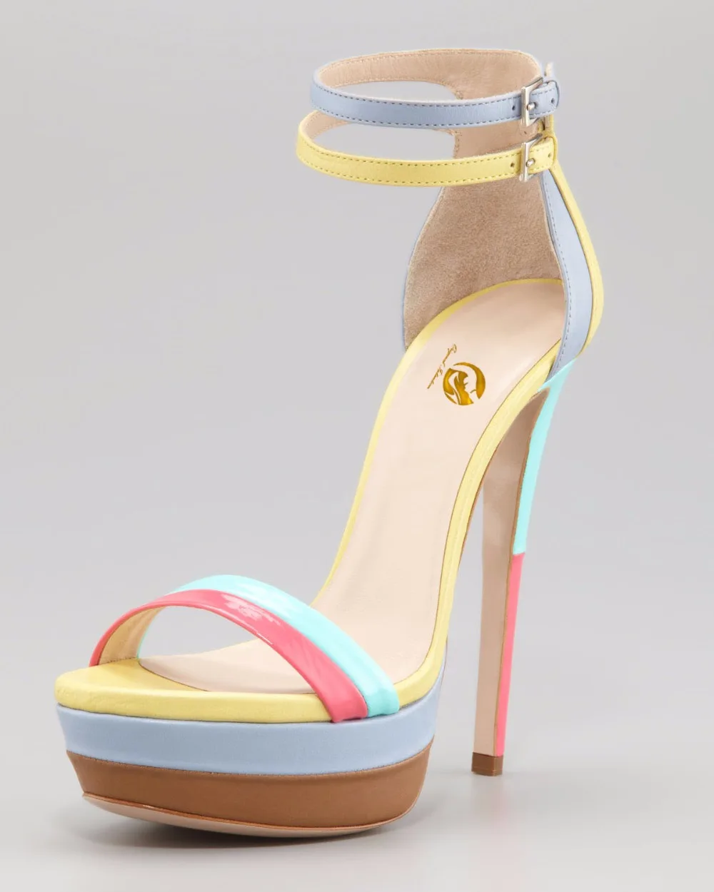 Оригинальное предназначение; милые женские босоножки на платформе с открытым носком; босоножки на высоком тонком каблуке; разноцветная женская обувь; большие размеры США 4-15 - Цвет: EF0294