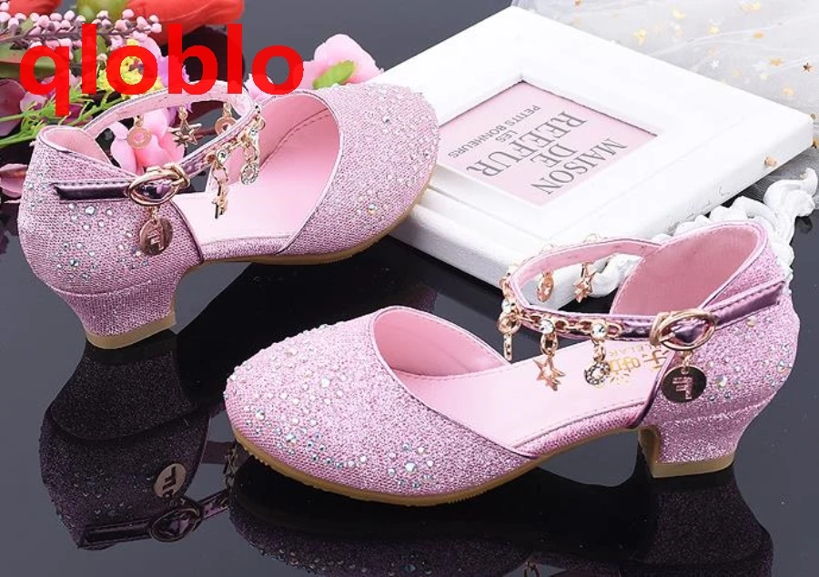 Qloblo Kids Children Princess Sandals High Heels Dress Shoes Kids