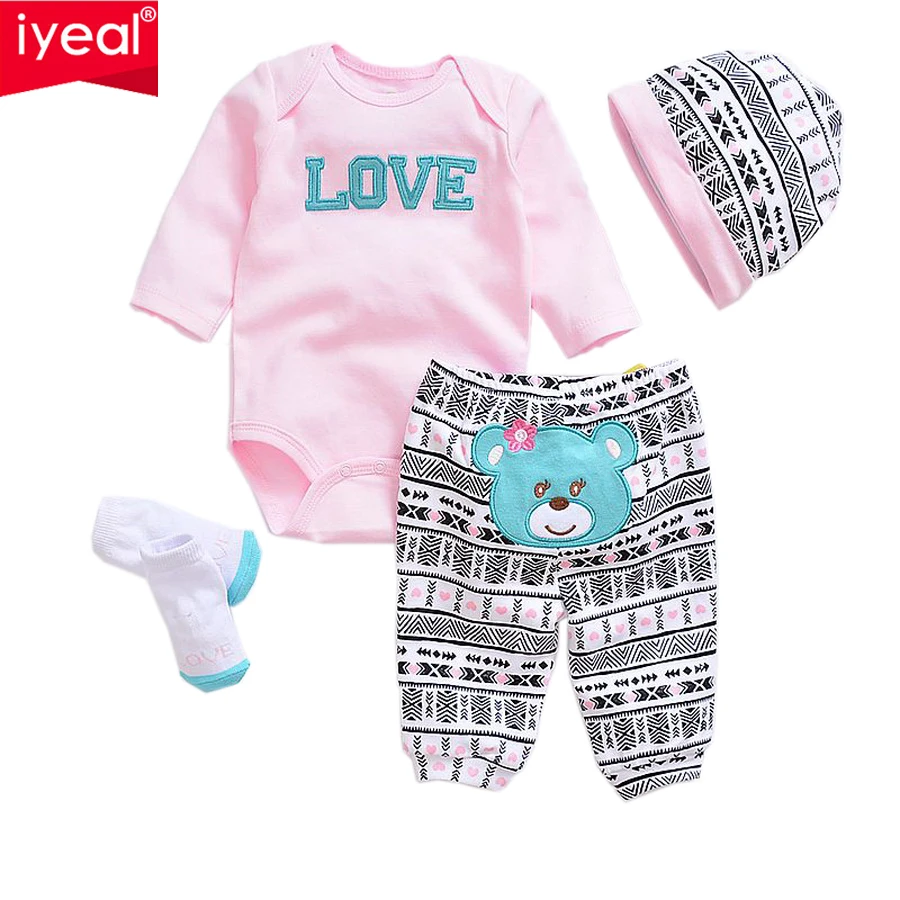 

IYEAL Newborn Baby Romper Sets Spring Long Sleeves 100% Cotton Baby Girl Boy Clothes 2017 Fashion Unisex Infant Cartoon Outfit