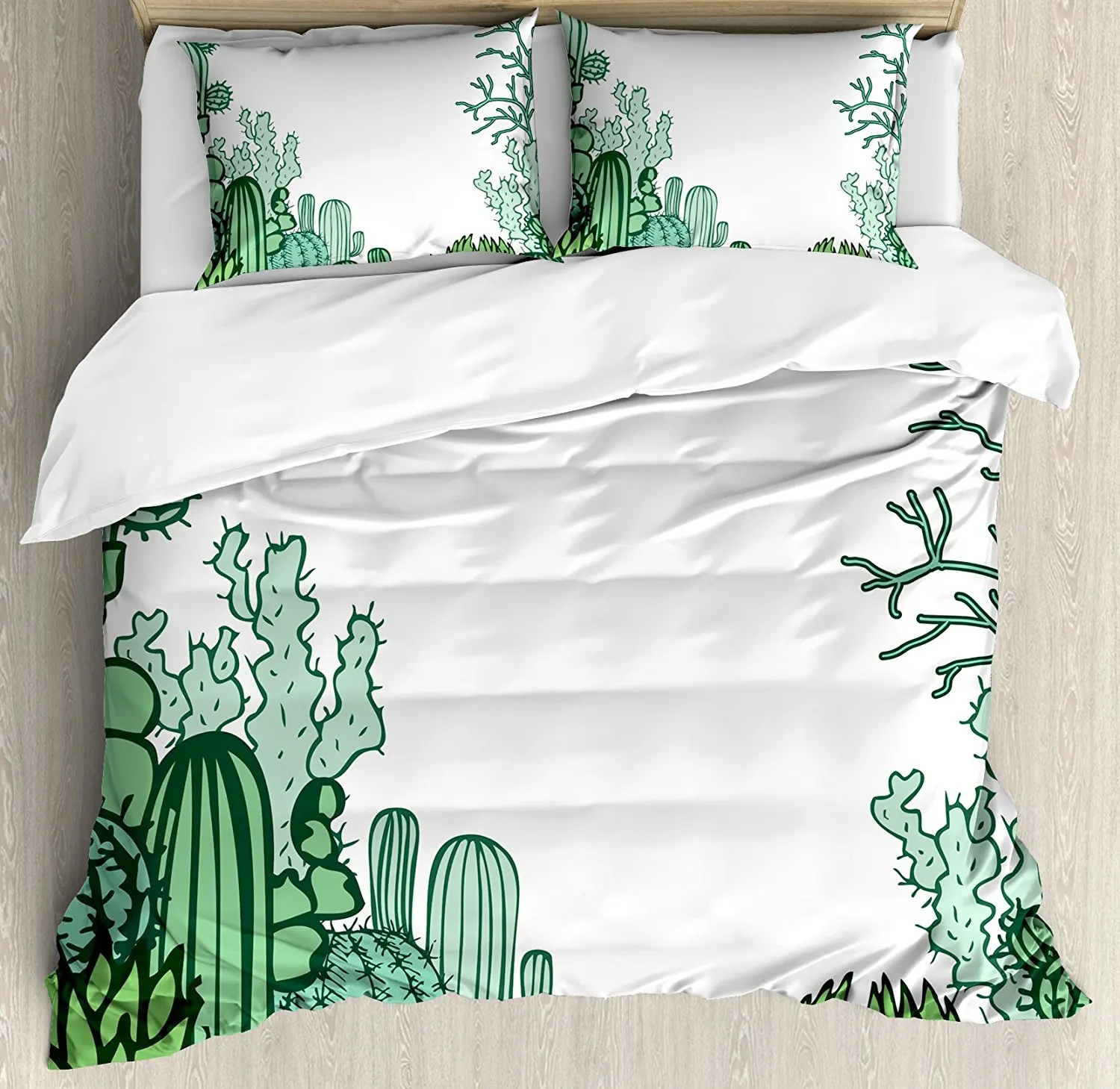 Cactus Decor Duvet Cover Set Arizona Desert Themed Doodle Cactus