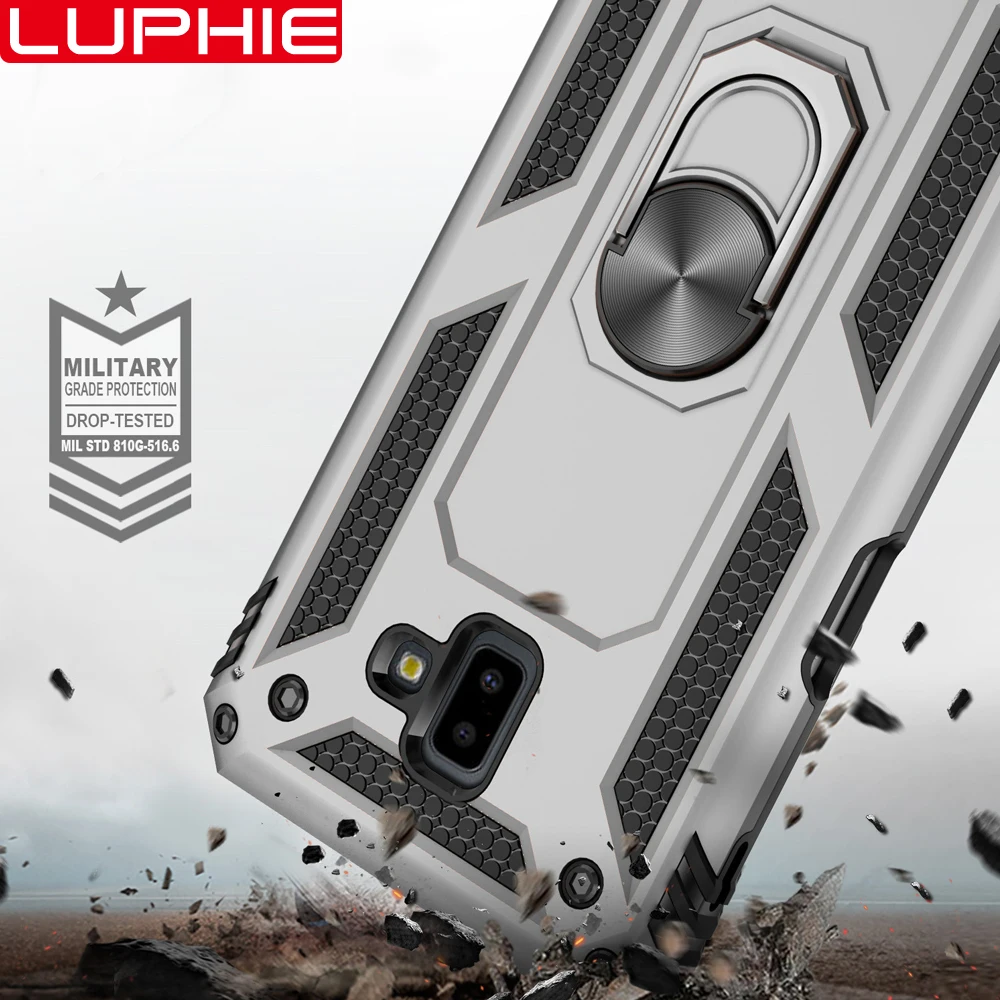 

Magnetic Car Mount for Samsung Galaxy J3 J7 J8 2018 J7 Prime Case Shockproof Armor Case Finger Ring Holder Kickstand Back Cover