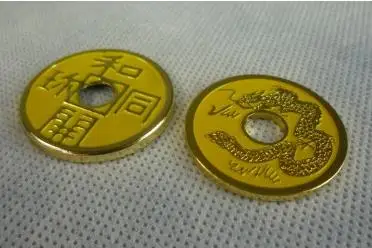 Бесплатная доставка расширенное китайский В виде ракушки монета (желтый)-фокус, закрыть, магия, аксессуары, опора, трюк