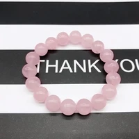 Wholesale Pink Rose Powder crystal Quartz Natural Stone Streche Bracelet Elastic Cord Pulserase Jewelry Beads Lovers woman Gift 5