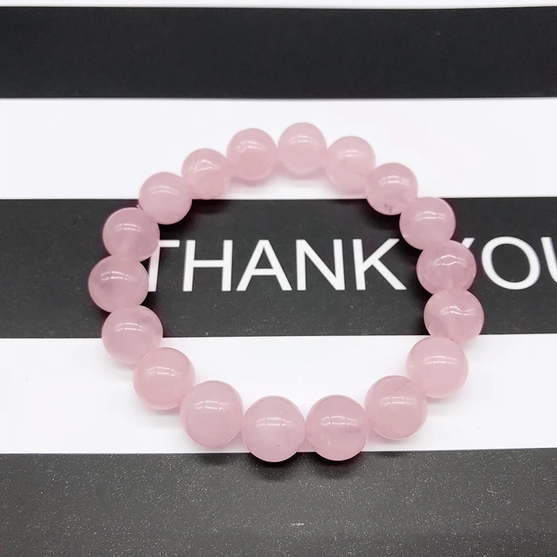 Wholesale Pink Rose Powder crystal Quartz Natural Stone Streche Bracelet Elastic Cord Pulserase Jewelry Beads Lovers woman Gift - Image 5
