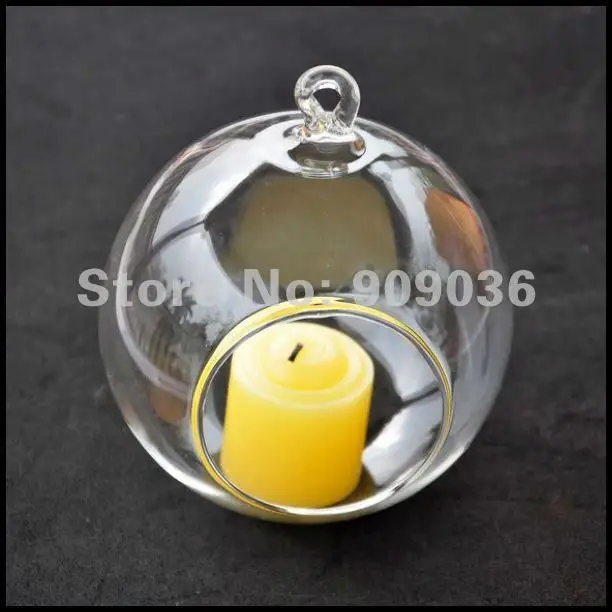 Wholesale 10cm hanging glass candle holders vase, glass christmas ball