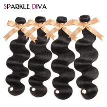 Faísca Diva Cabelo Peruano Onda Do Corpo Do Cabelo Tecer 1 Peça 100% Feixes de Cabelo Humano 8-28 polegada Cor Natural de Cabelo Não-Remy extensões