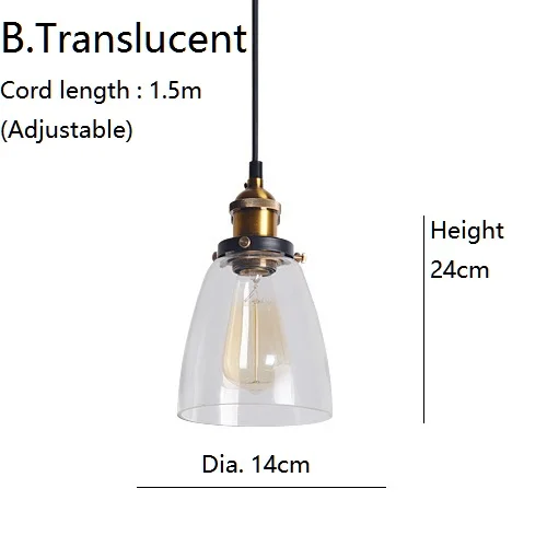 LukLoy Ретро Стеклянные подвесные светильники Светодиодный светильник для кухни светодиодный светильник подвесная потолочная лампа светильники для гостиной - Цвет корпуса: B. Translucent