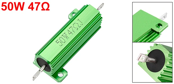 50W 47 Ohm Aluminium Housing Chassis Mount Wirewound Power Resistor Green 1pcs