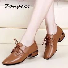 Zanpace Spring Women Boots 2019 Leather Ankle Boots High Heels Autumn Women Shoes Casual Flat with Boots Square Toe Black Boots