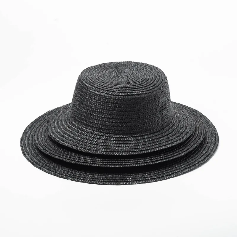 black hat base Черная Женская пляжная шляпа резинка с тесьмой шляпа с широкими полями летние женские солнцезащитные пляжные шляпы пшеничная Соломенная шляпка Кентукки Дерби шляпа - Цвет: black hat base