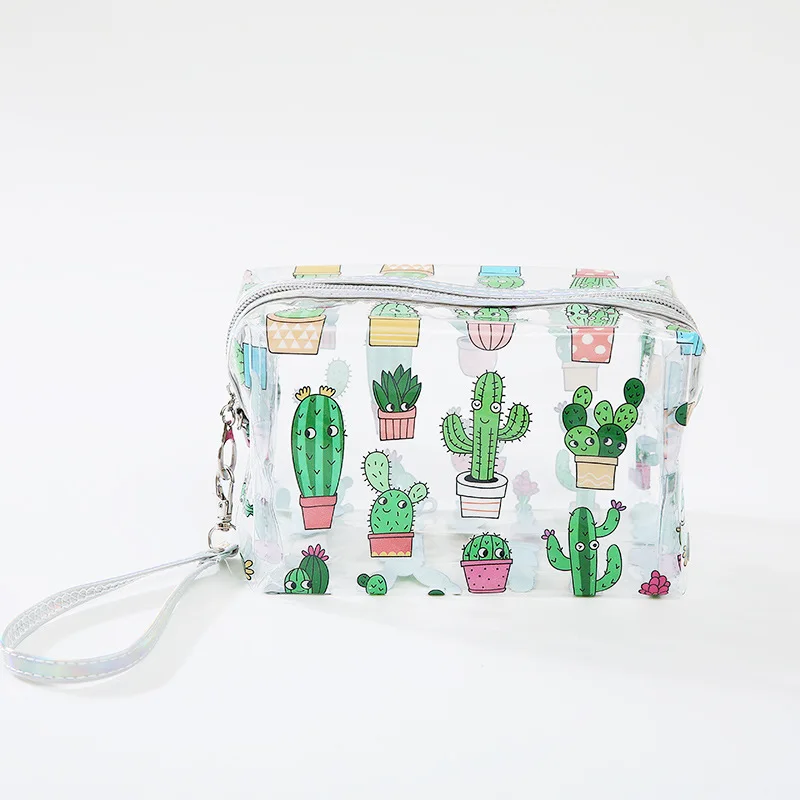 

Transparent PVC Waterproof Cosmetic Bag Cactus Women Men Travel Wash Storage Bag Organizer Makeup Cases Beauty Toiletry Kit Wash