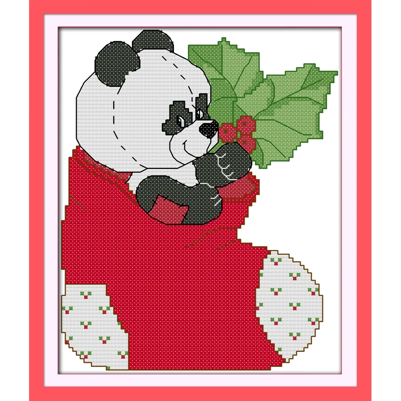 Everlasting Love The Panda In Christmas Stockings Ecological Cotton Chinese Cross Stitch Kits Counted Stamped Sales Promotion | Дом и сад