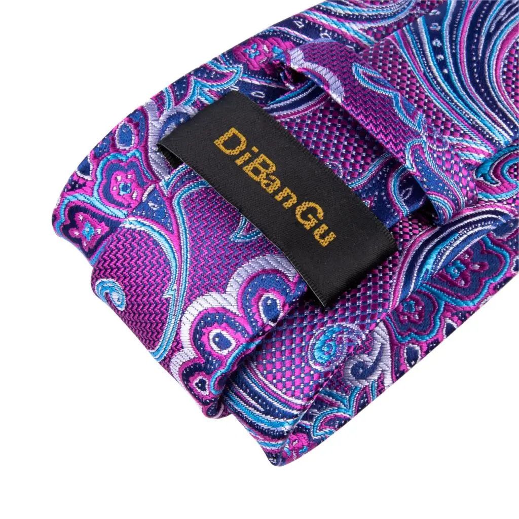 DiBanGu дизайнер фиолетовый голубой Для мужчин галстук 100% шелк Цветочный связи Hanky запонки галстук для Для мужчин Бизнес Свадебный галстук