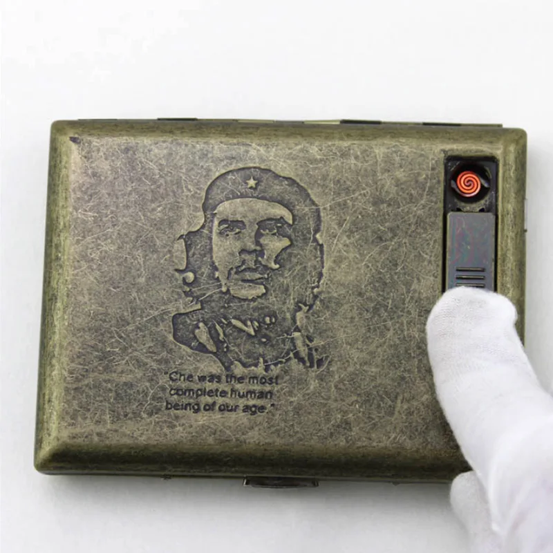 (20 палочек) Винтажный металлический чехол для электронной сигареты с USB зарядкой