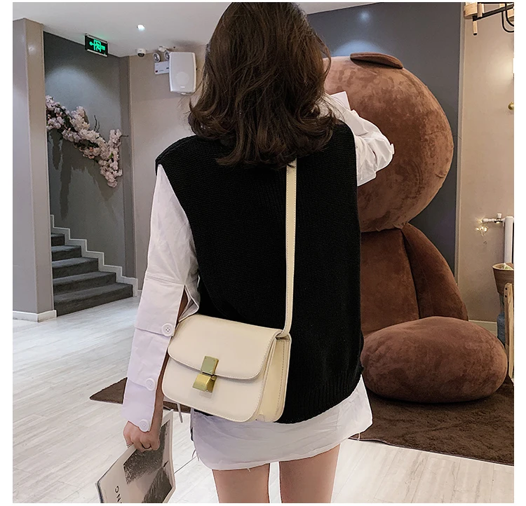 Luxury Brand Handbag New Fashion Simple Square bag Quality PU Leather Women's Designer Handbag Lock Shoulder Messenger bags