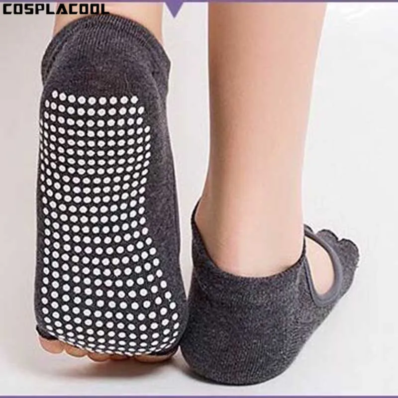 

[COSPLACOOL]Socks Women Dance Half Toe Ankle Grip Short Backless Pilates Socks Non Slip Toe Socks Full Grip Five Finger Meias