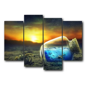 

Seaside Sunrise 4 Size Abstract Canvas Oil Painting Vintage Decorative Wall Artwork For Home Living Room Bedroom Wedding Decor