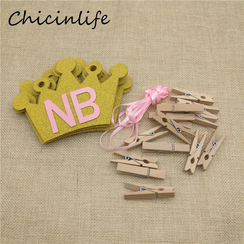 Chicinlife 13 шт./компл. новорожденных 1-12 месяцев Фото Корона баннер первый День Рождения Вечеринка для будущей матери девушка 1st на день Рождения овсянка пос