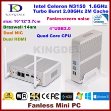 Mini PC Windows 10, Intel Celeron N3150 Braswell CPU, 4GB RAM+64G SSD, 2*HDMI, 2*NIC, 4*USB 3.0,HTPC NC690