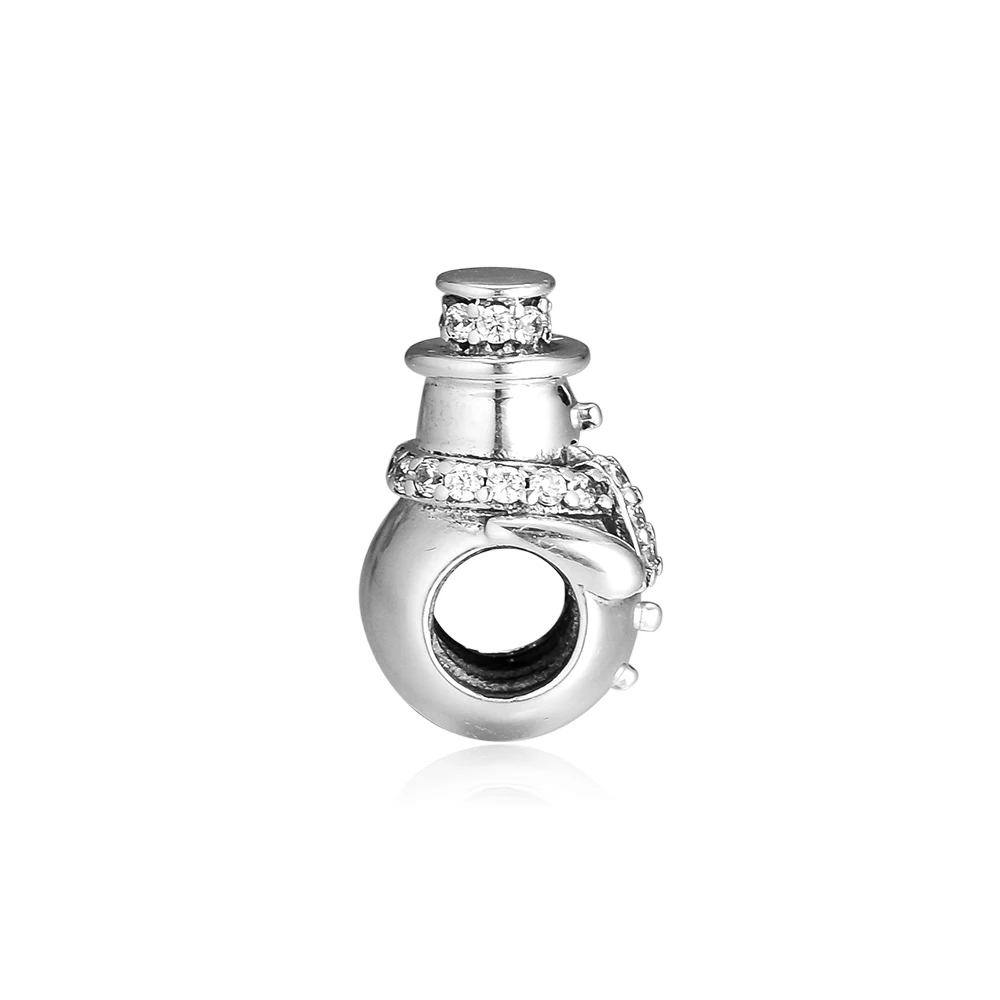 Подходит для браслетов Pandora украшения-Снеговички с прозрачным кубическим цирконием бусины из стерлингового серебра