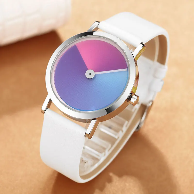 white leather Уникальные минималистичные креативные часы Geek Swirl, модный дизайн, брендовые Роскошные наручные часы для мужчин и женщин, простые кварцевые часы для влюбленных - Цвет: white leather