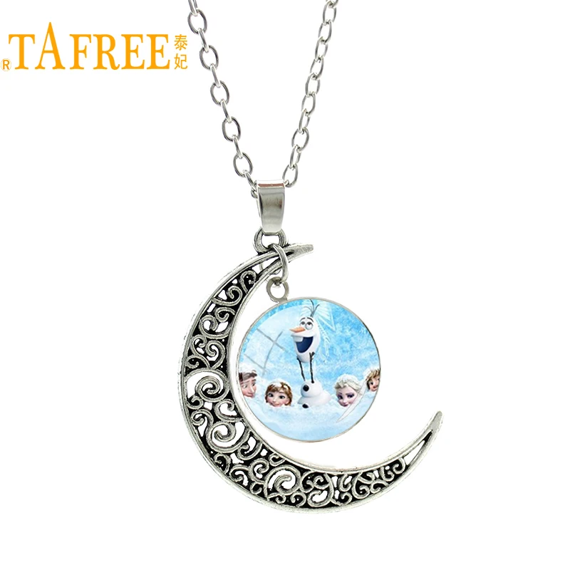 TAFREE серебро Цвет Moon Европейское ожерелье Стиль Снежная Королева Эльза Анна подвеска принцессы Шарм для Сестра девушки мультфильм подарок ES127