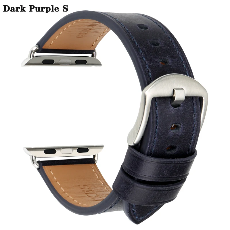 Dark Purple S Аксессуары для часов MAIKES, ремешок из натуральной кожи для Apple Watch, 44 мм, 40 мм, ремешок для часов Apple, 42 мм, 38 мм, серия 4, 3, 2, 1, ремешок для часов - Цвет ремешка: Dark Purple S