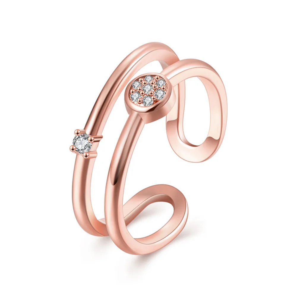 Fashion Rings Adjustable Wedding Good Zircon Crystal Jewelry Gold/Rose Gold/Silver Plated lovers