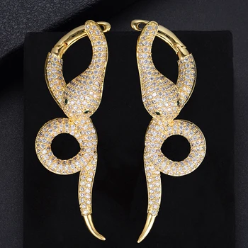 

Unique Multicolors Wind Snake Shape AAA Full Cubic Zirconia Stud Earrings For Women Girls Party Wearing