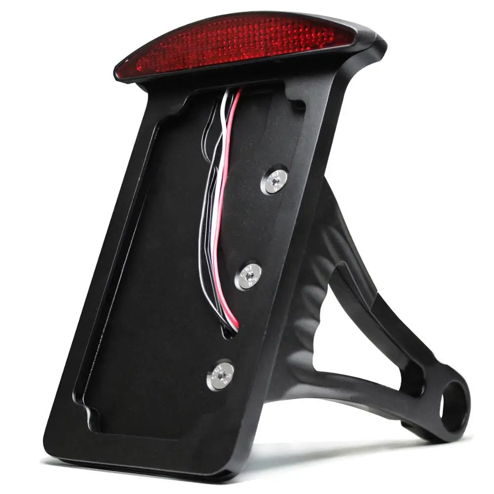 Black Motorcycle Fender Eliminator License Plate Bracket With LED
