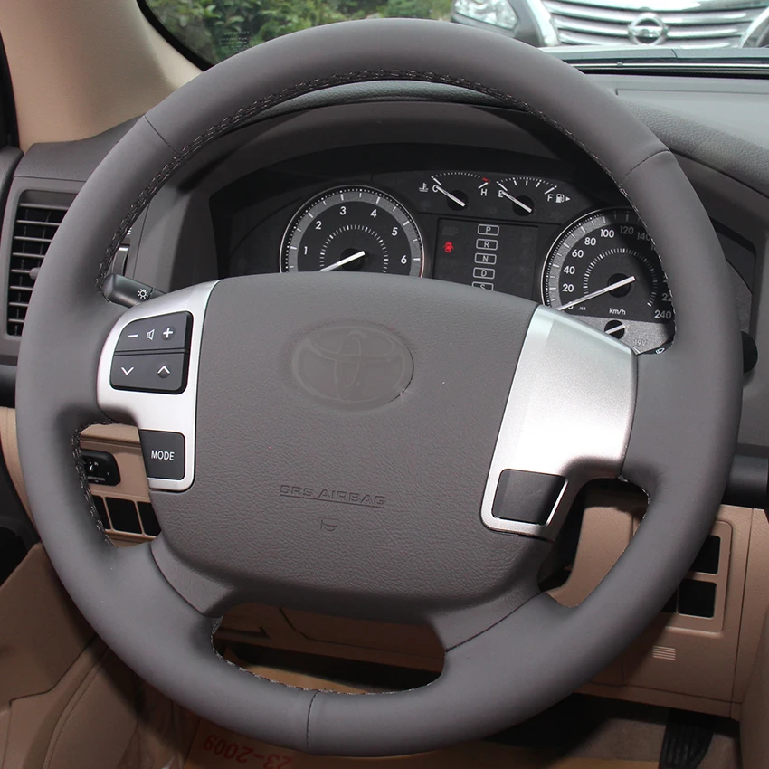 Темно-серые кожаные чехлы рулевого колеса автомобиля для Toyota Land Cruiser 2008- Tundra 2007-2013 Sequoia 2008-2011