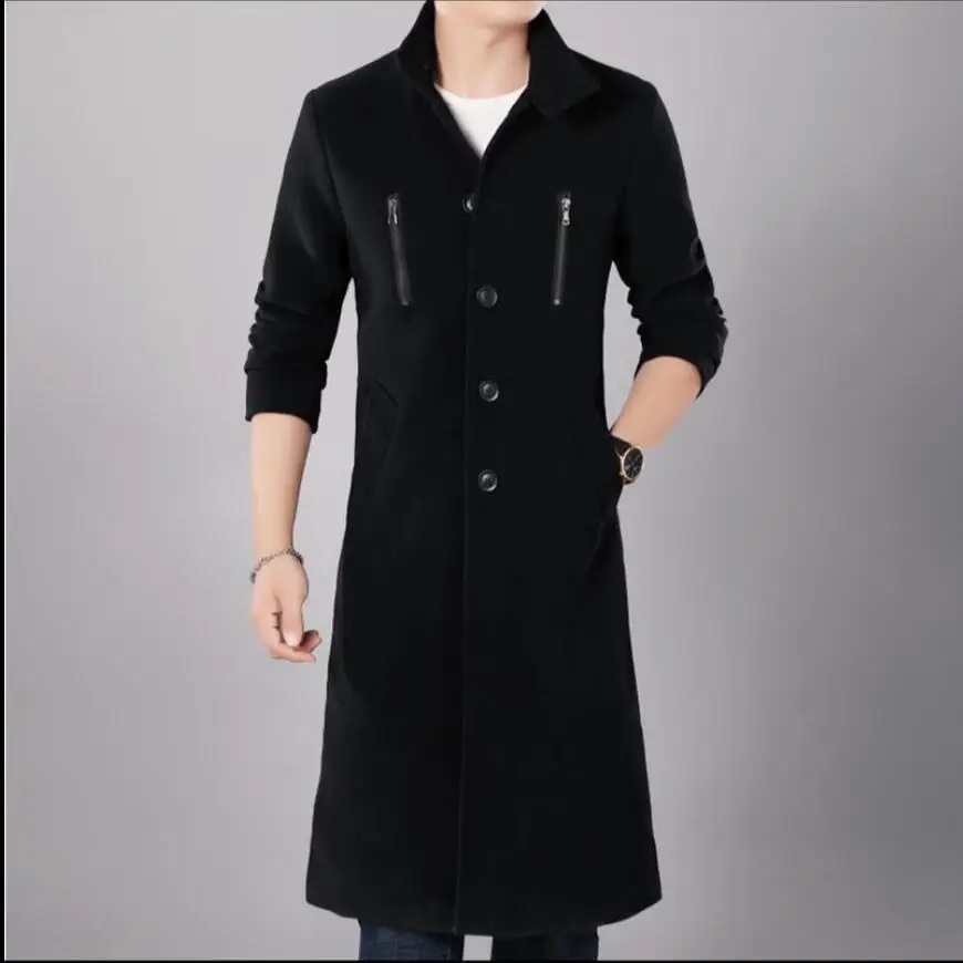 M 4xl новинка Мужская ветровка длинное зимнее пальто выше колена тренд Корейская