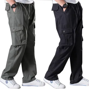 

Spring and Summer Thin Section Casual pants Men's Large size size 6XL Multi-pocket jeans Men's Elastic Waist Large size Overalls
