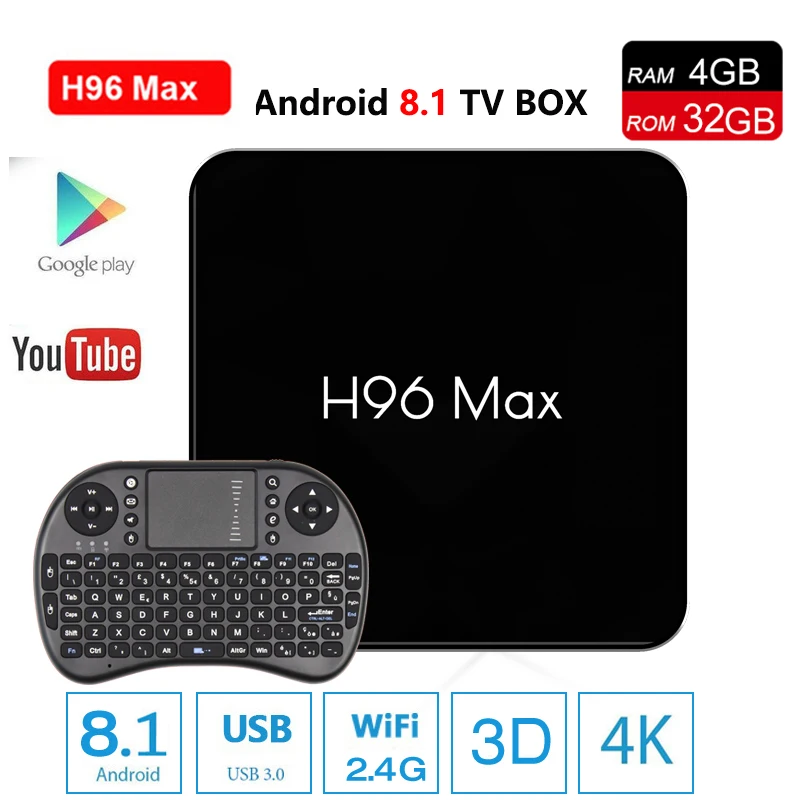 

H96 MAX X2 Amlogic S905X2 Quad core Smart TV BOX 2.4G/5.8G WiFi Android 8.1 TV BOX 4GB RAM 32GB ROM Bluetooth 4.0 4k Set top box