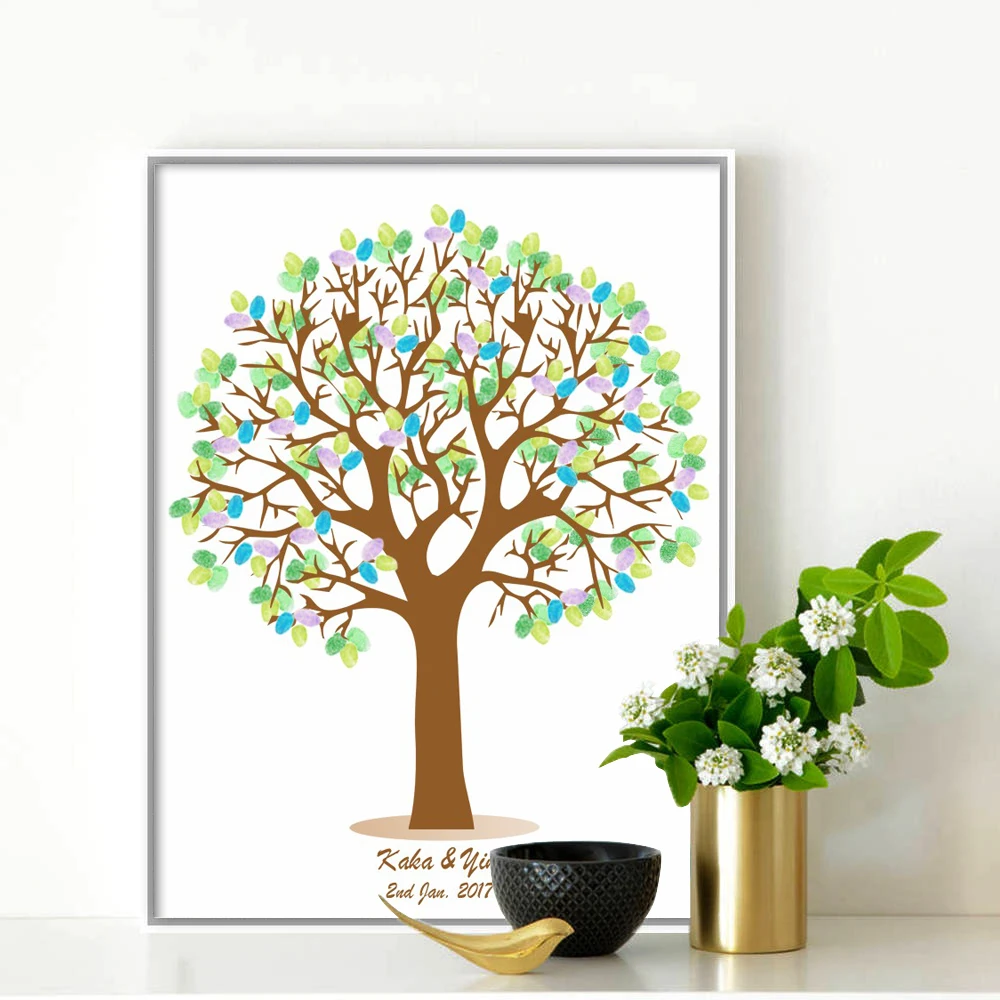 

Romantic Wedding Tree,Free Personalized Custom Fingerprint DIY Guest book for Engagement Party and Wedding Ceremony,HK064