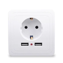Умный дом, лучший двойной USB порт, 2400mA, настенное зарядное устройство, адаптер 16A, стандарт ЕС, электрическая розетка, панель