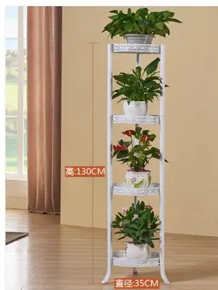 Iron art flower stand with floor type flowerpot. Balcony green flower shelf..