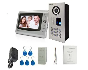 

XinSiLu New 7" Color TFT LCD video door phone , Metal camera with password and fingerprint unlocking ,luxury intercom system