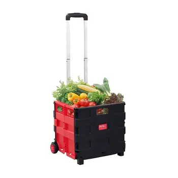

Storage Basket Portable Folding Shopping Cart Trolley With Cover For Shopping Or Fishing A Good Helper Black Red Quick Delivery