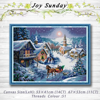 

Dusk in the snow Patterns dmc 14CT 11CT Counted Cross Stitch Sets embroidery set Needlework kit chinese cross stitch Home decor