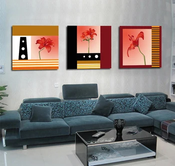 

3 piece red flower Canvas Print Painting For Home Living Room Decor