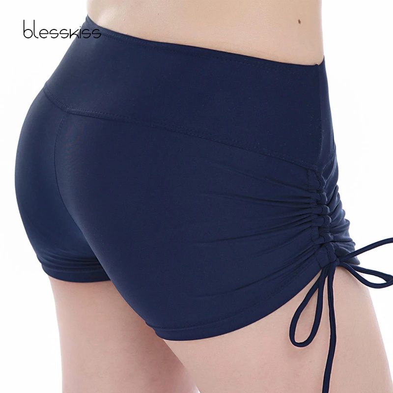 Blesskiss High Waist Bikini Bottoms Women Plus Size Swim Shorts For Ladies  Large Sport Swimsuit Swimwear Gym Yoga Pants Black - Two-piece Separates -  AliExpress