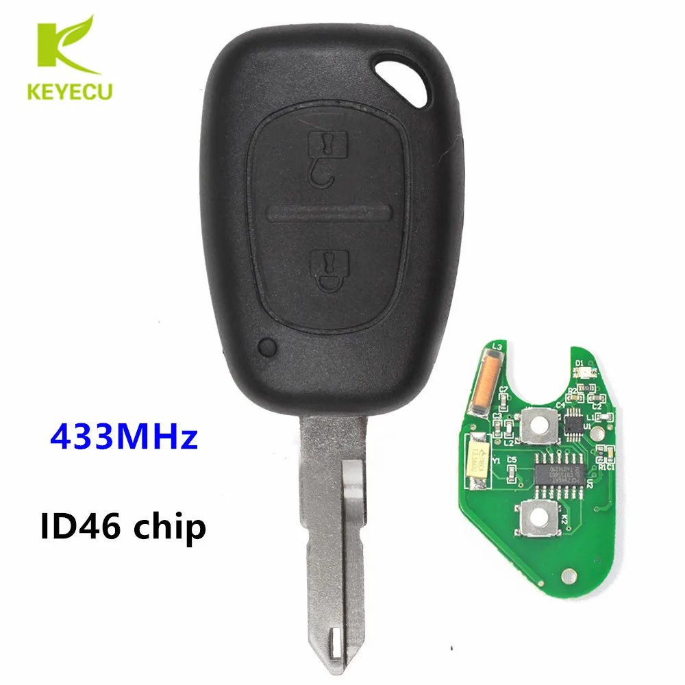 KEYECU Replacement New 2 Button 433MHz ID46 Chip KEY Remote FOB for