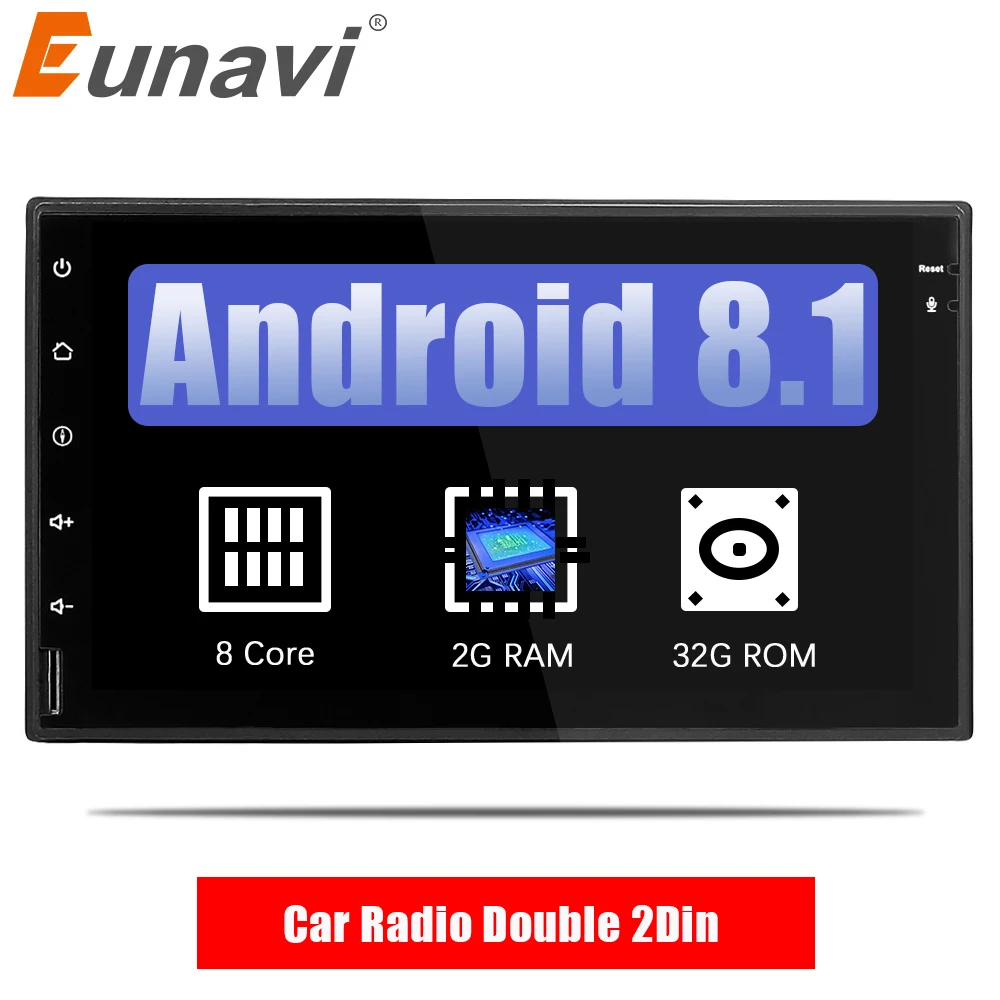 

Eunavi Universal 7" Octa 8 core 2 din Android 8.1 Car Radio Double 2Din autoradio wifi GPS Navigation BT car pc Stereo 2G RAM