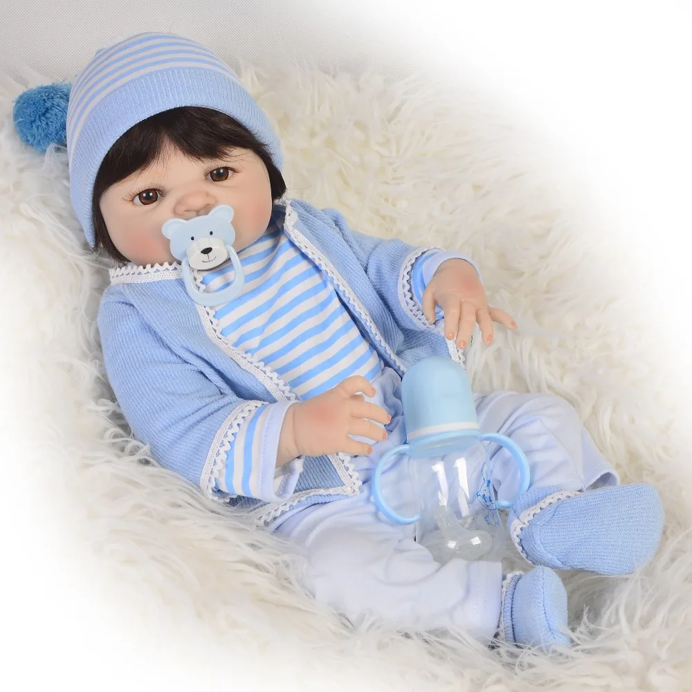 KEIUMI ручной работы 23 дюймов Reborn baby boy Кукла полный силиконовый корпус реалистичные детские куклы для подарки на день рождения ребенка перед сном