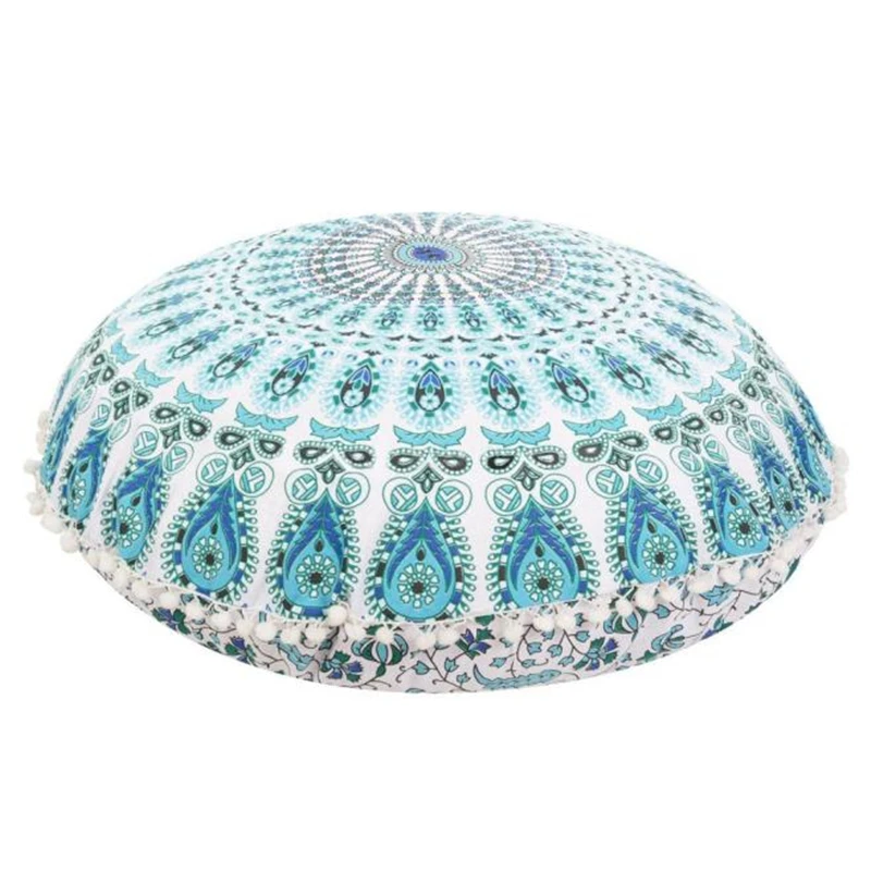 80*80cm Round Large Mandala Floor Pillows Round Bohemian Meditation pillow cover Ottoman Pouf-in ...