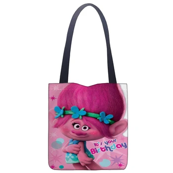

Custom Trolls Tote Bag For Women Canvas Fabric Bags Eco Reusable Shopping Bags Traveling Beach Casual Useful Shoulder Bag
