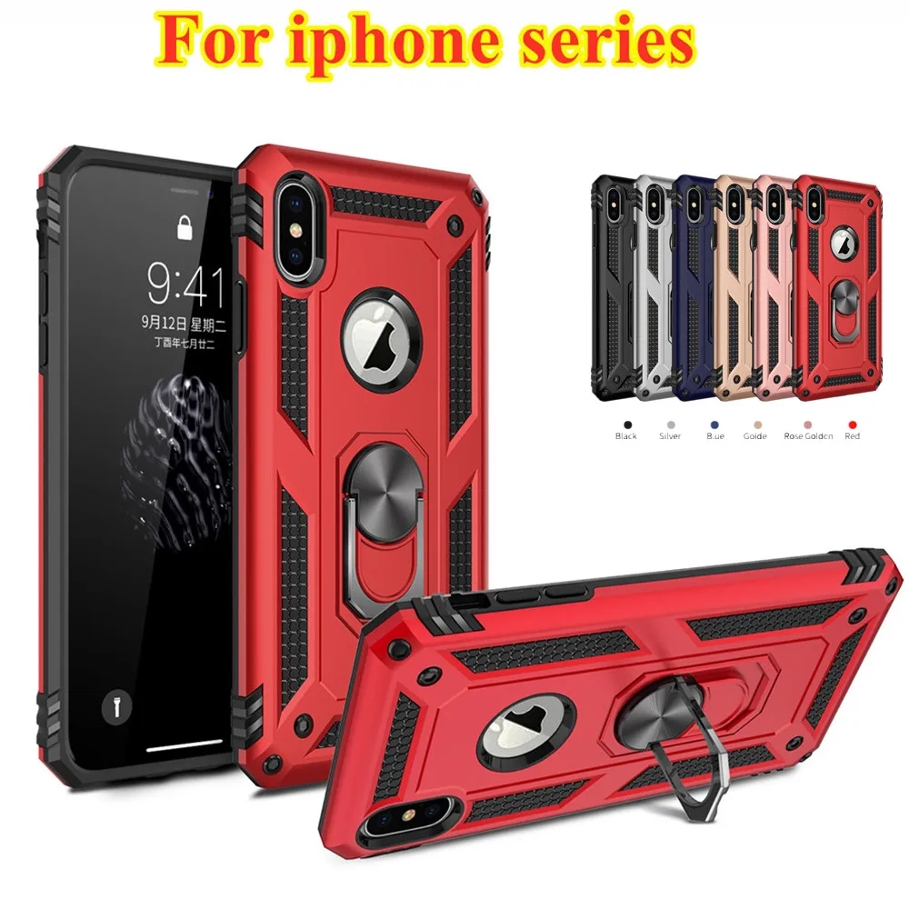 

Luxury Phone Case For iPhone 7 8 6 6s Plus X XR XS MAX Cover Ring Bracket PC+TPU For iPhone11 Pro Max shockproof Anti-fall Case