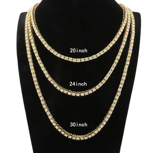 Buy Hiphop 1 Row 5mm Round Cut Tennis Necklace Chain 20inch 30inch Iced Out